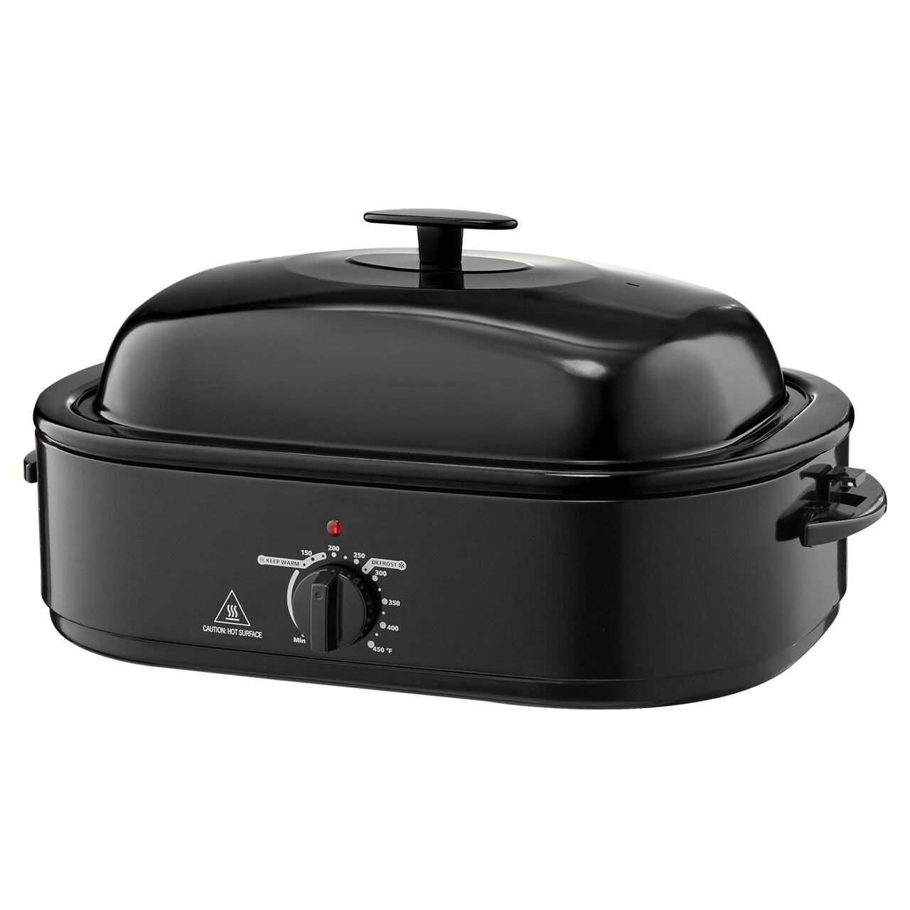 Black Iron 18Qt Electric Roaster Oven with Self-Basting Lid and Rack